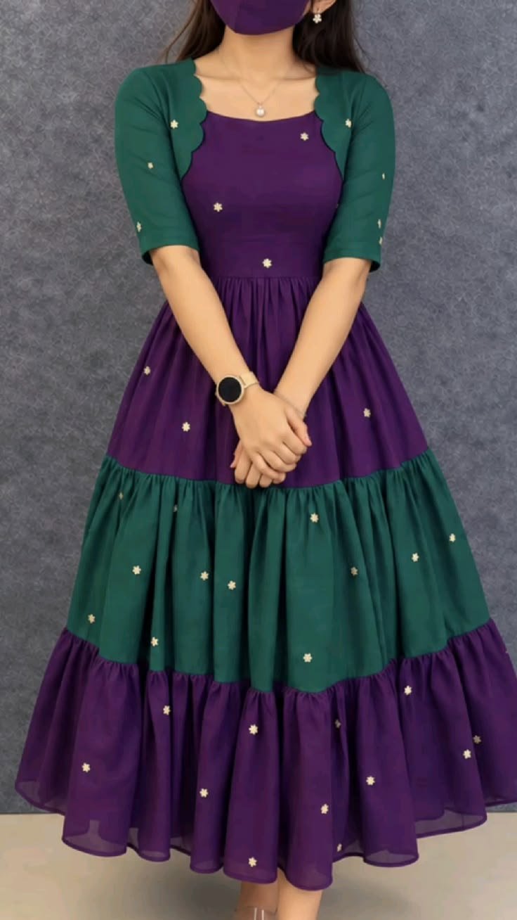 Purple & Green Tiered Anarkali
